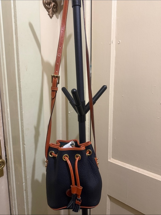 Dooney & Bourke Handbags - Dooney & Bourke Leather Drawstring Crossbody with Brown Trim